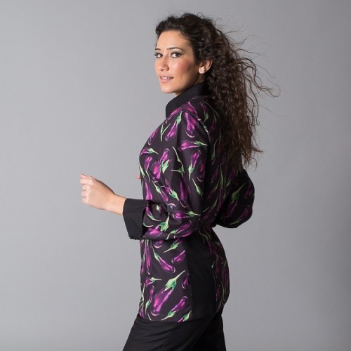 CHAQUETA COCINA UNISEX MICROFIBRA BERENJ GARYS 2