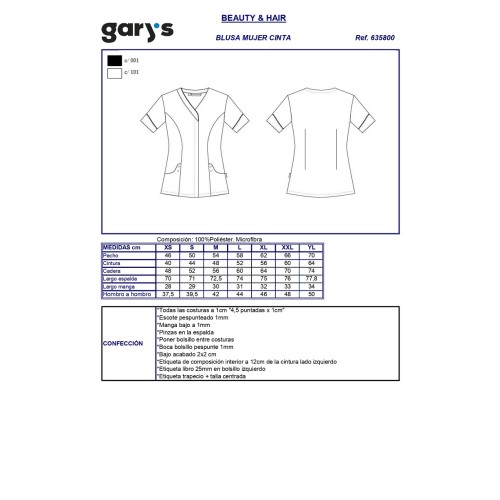 BLUSA PELUQUERIA MICROFIBRA CINTA  GARYS 2