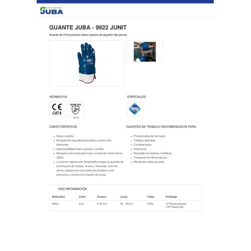 GUANTE NITRILO 9922 paq 12 pares JUBA 2