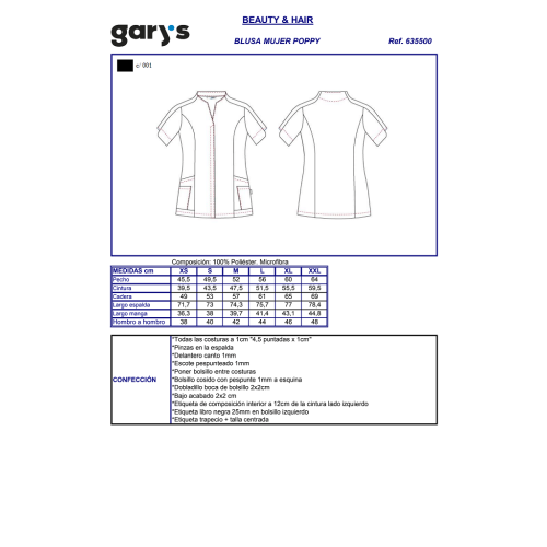 BLUSA PELUQUERIA MICROFIBRA POPPY GARYS 2