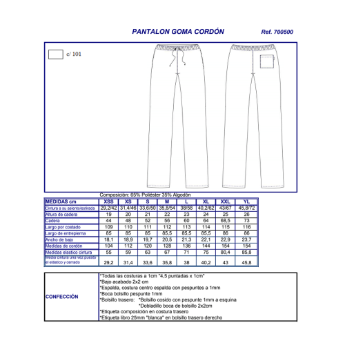 PANTALON SANITARIO 7005 BLANCO GARYS 2