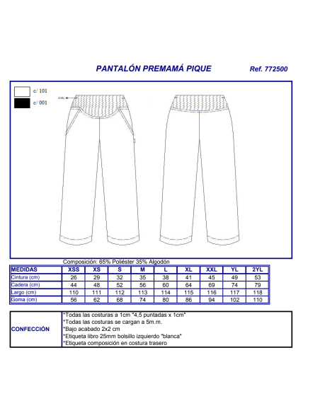 PANTALON PREMAMA NEGRO 772500 GARYS