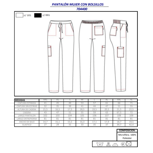 PANTALON SANITARIO MUJER MICROFIBRA 7044 GARYS 2