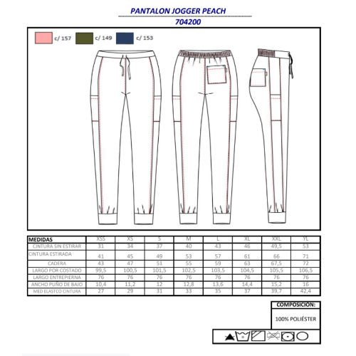 PANTALON SANITARIO TIPO JOGGER PEACH  GARYS 2