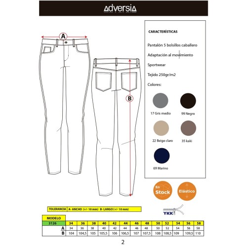 PANTALON MUJER ALGODON ELASTICO MARTITA ADVERSIA 2