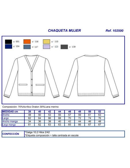 CHAQUETA PUNTO MUJER 1025 GARYS