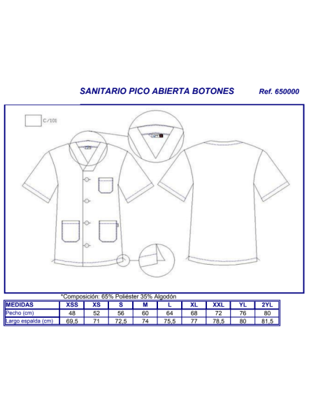 CASACA SANITARIA UNISEX 6500 GARYS