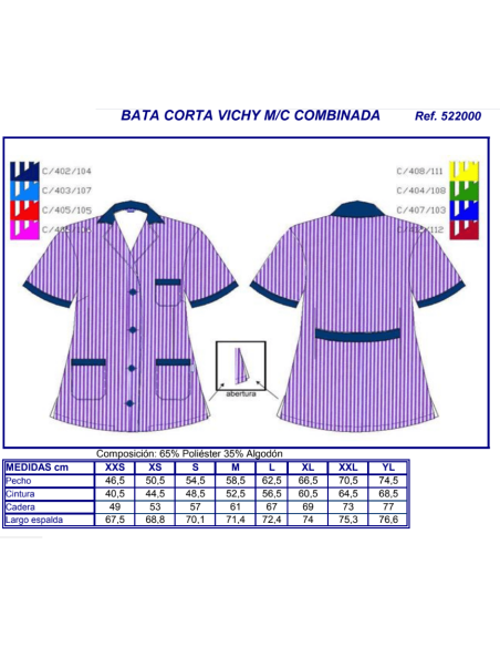 BATA LIMPIEZA MANGA CORTA RAYAS GARYS