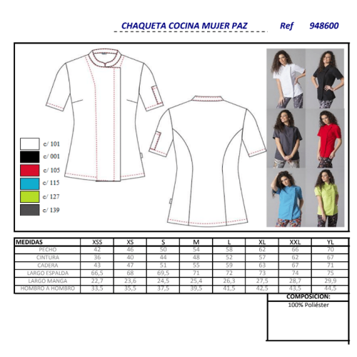 CHAQUETA COCINA MUJER MICROFIBRA PAZ GARYS 2