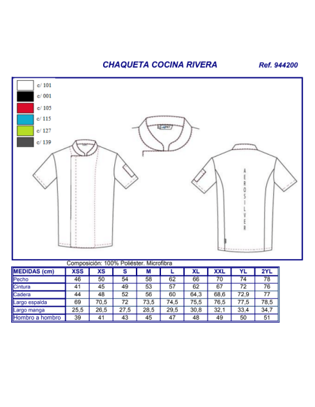 CHAQUETA COCINA MICROFIBRA RIVERA GARYS