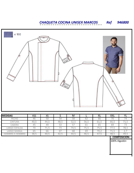 CHAQUETA COCINA TEJANA UNISEX MARCOS GARYS