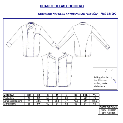 CHAQUETA COCINA ANTIMANCHAS NAPOLES GARYS 2