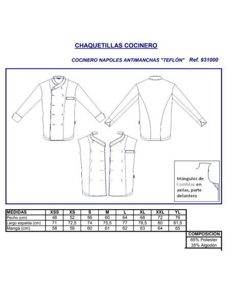 CHAQUETA COCINA ANTIMANCHAS NAPOLES GARYS