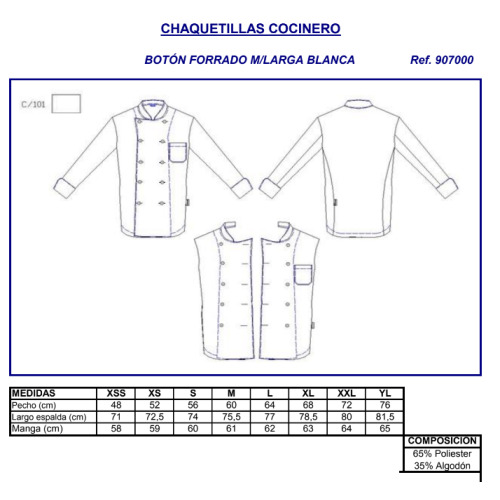 CHAQUETA COCINA UNISEX 9070 GARYS 2