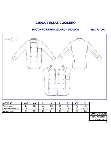 CHAQUETA COCINA UNISEX 9070 GARYS