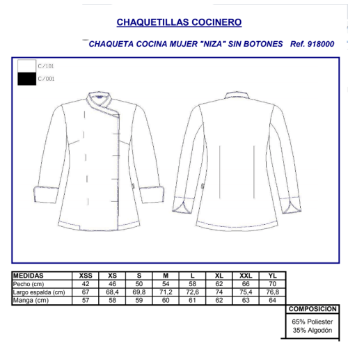 CHAQUETA COCINA NIZA MUJER BLANCA GARYS 2