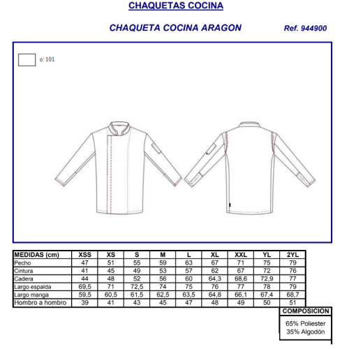 CHAQUETA COCINA UNISEX ARAGON GARYS 2