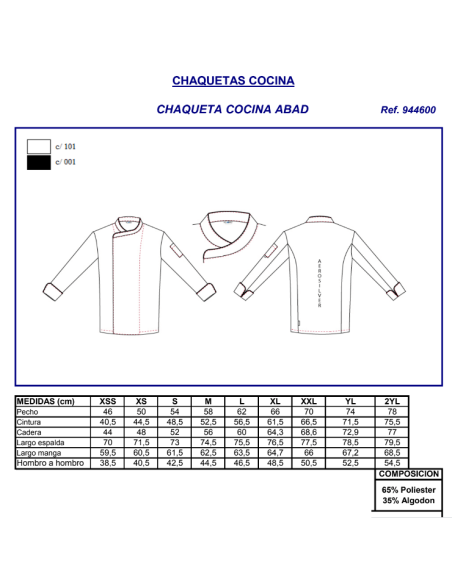 CHAQUETA COCINA ABAD NEGRO GARYS