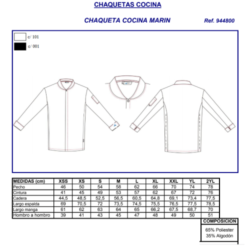 CHAQUETA COCINA MARIN BLANCA GARYS 2