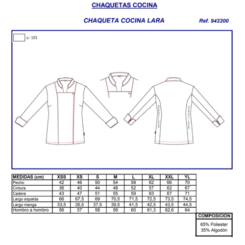 CHAQUETA COCINA MUJER LARA GARYS 2