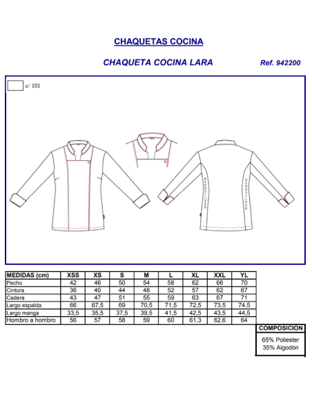 CHAQUETA COCINA MUJER LARA GARYS