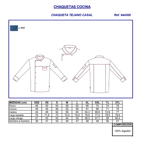 CHAQUETA COCINA UNISEX VAQUERA CASAL GARYS 2