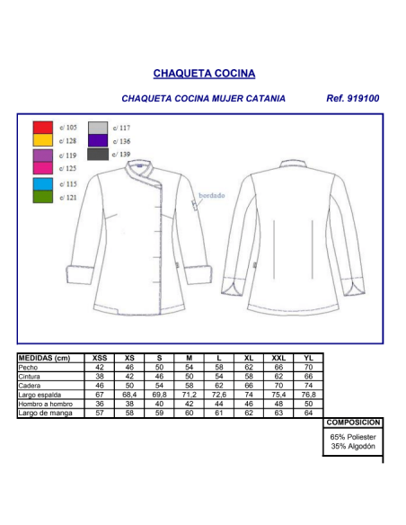 CHAQUETA COCINA MUJER CATANIA GARYS