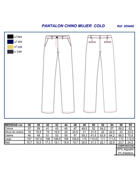 PANTALON CHINO MUJER VERANO 2054 GARYS