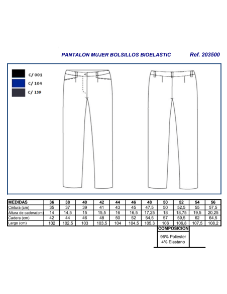 PANTALON MUJER BIELASTICO 2035 GARYS