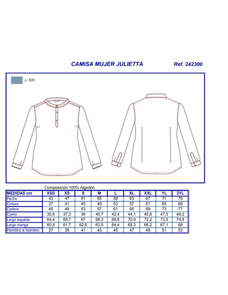 CAMISA MUJER VAQUERA JULIETTA GARYS