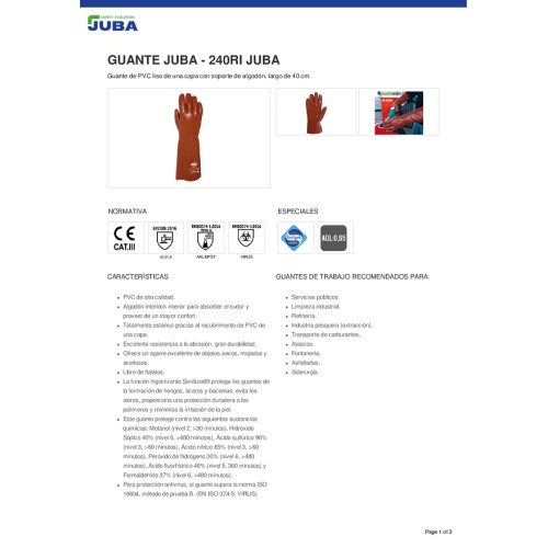 GUANTE PVC 240 RI paq 12 pares JUBA 2
