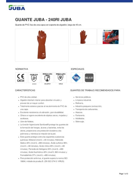 GUANTE PVC 240 RI paq 12 pares JUBA