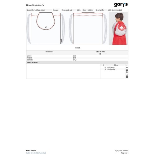 MOCHILA ESCOLAR INFANTIL POLLUELO GARYS 2