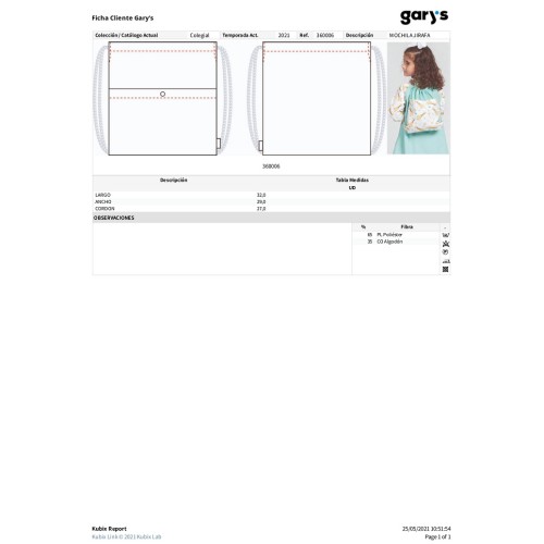 MOCHILA ESCOLAR INFANTIL JIRAFA GARYS 2