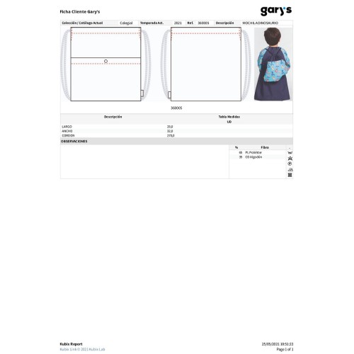 MOCHILA ESCOLAR INFANTIL DINO GARYS 2