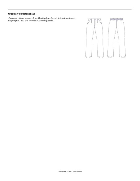 PANTALON COCINA CUADRO VICHY 7750 GARYS