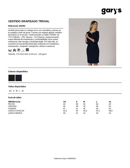 VESTIDO DRAPEADO 550003 GARYS