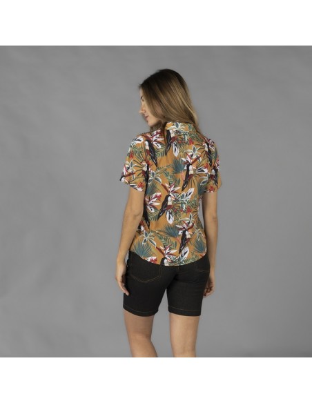 CAMISA  MUJER CUELLO SOLAPA HAWAIANA GARYS